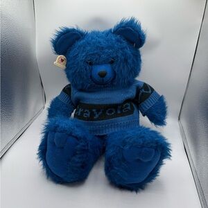Vintage Heartline Crayola Crayons Teddy Bear Blue Plush Stuffed Soft Toy 1985